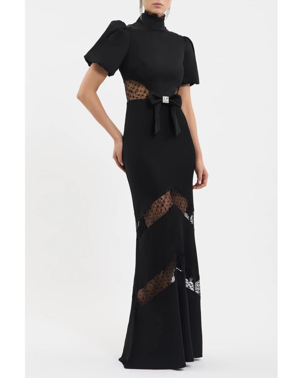 Rebecca Vallance Black Noire Short Sleeve Gown
