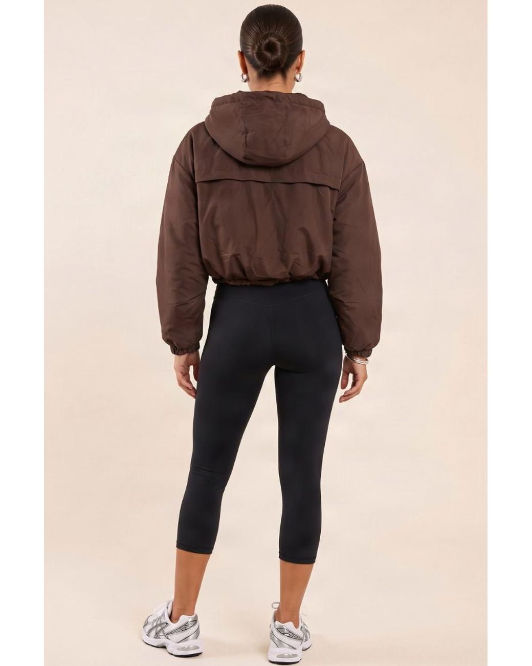 Rebellious Fashion Brown Hooded Toggle Cropped Puffer Jacket