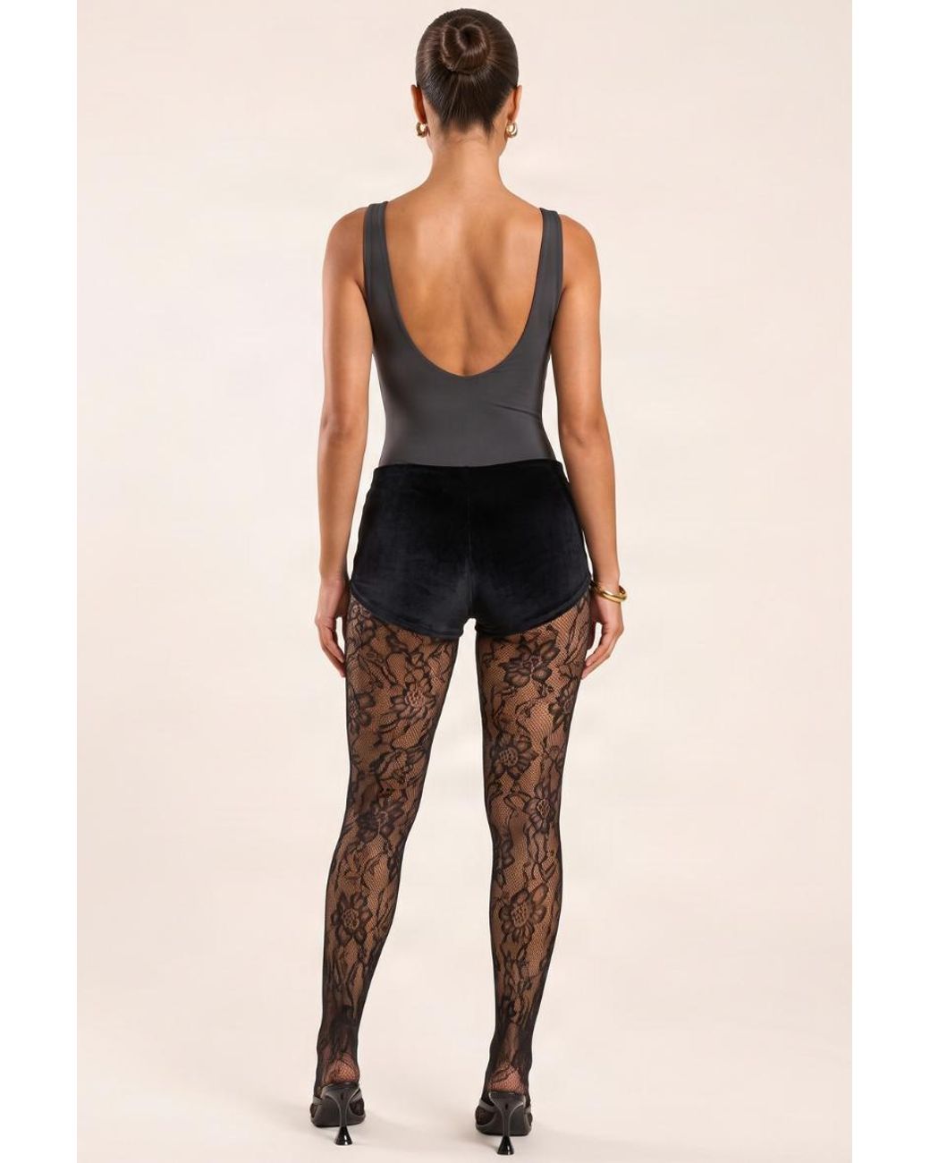 Rebellious Fashion Black Micro Velvet Shorts