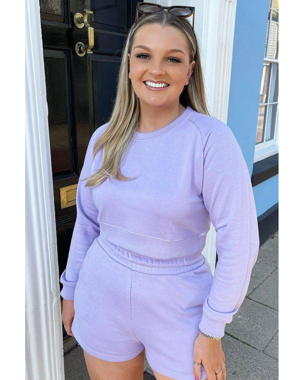 Rebellious Fashion Lilac Cropped Sweatshirt + Shorts Lounge Co-ord - Timara  in Purple | Lyst UK