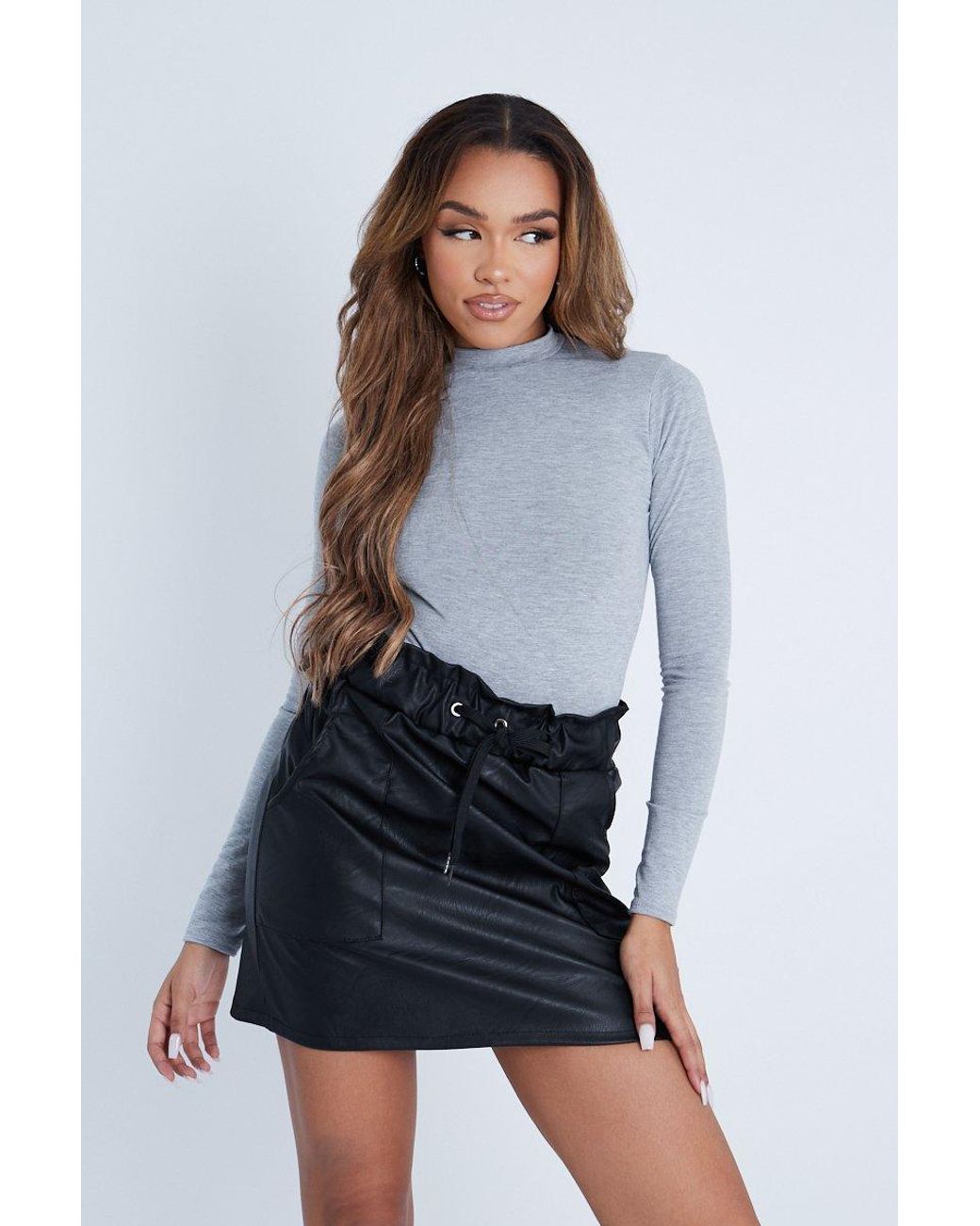 Rebellious Fashion Tan Low Rise Belted Tailored Micro Mini Skirt