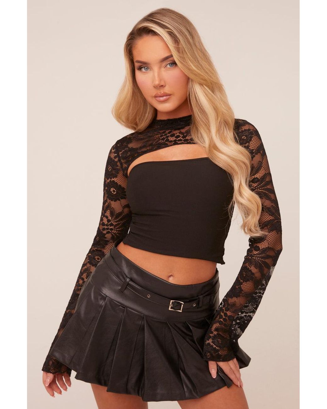 Black lace cut out skirt best sale