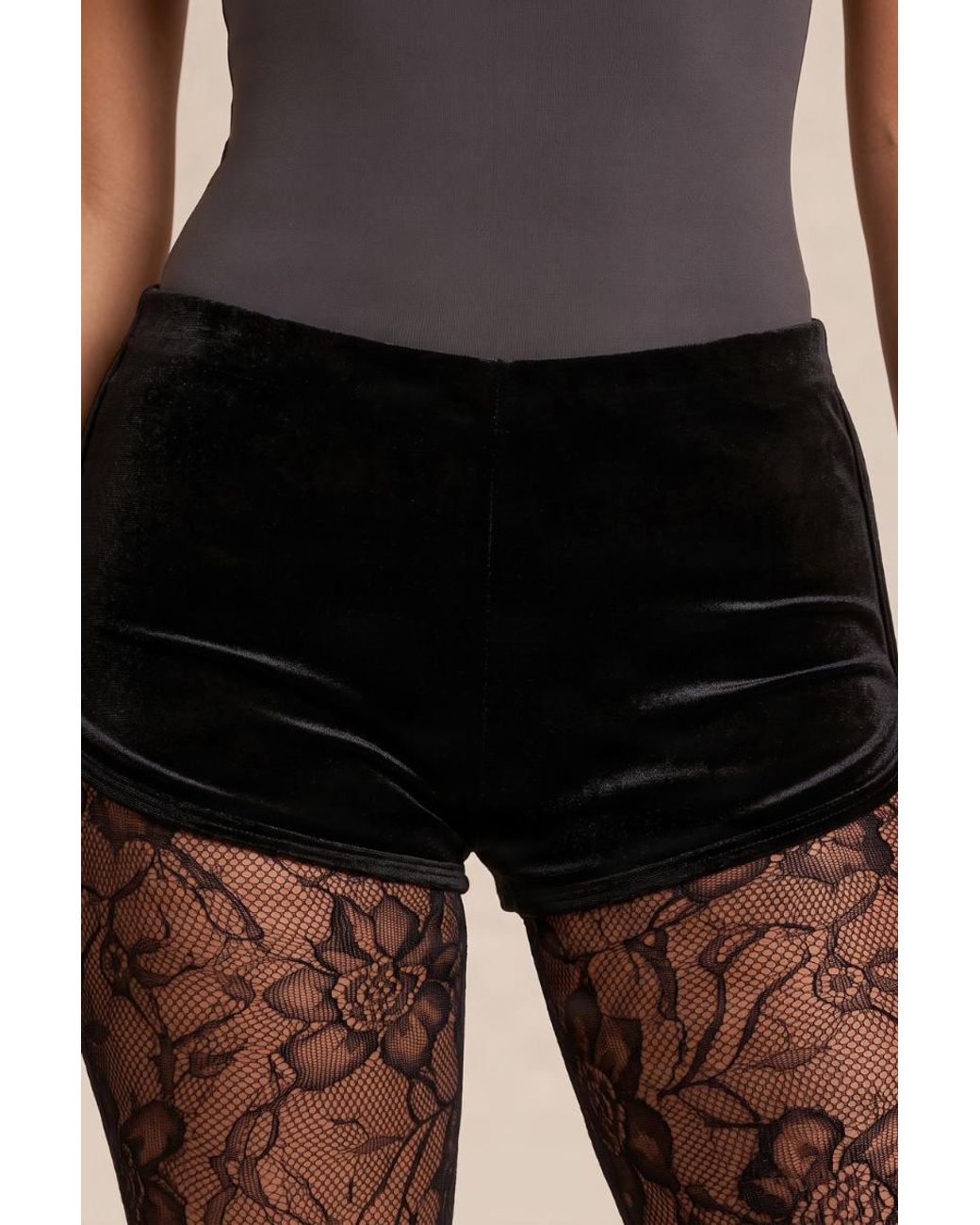 Rebellious Fashion Black Micro Velvet Shorts