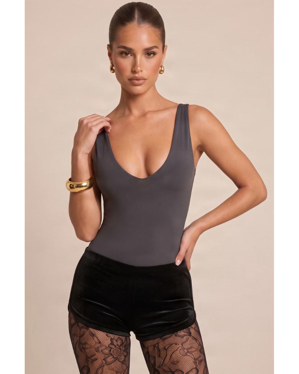 Rebellious Fashion Black Micro Velvet Shorts