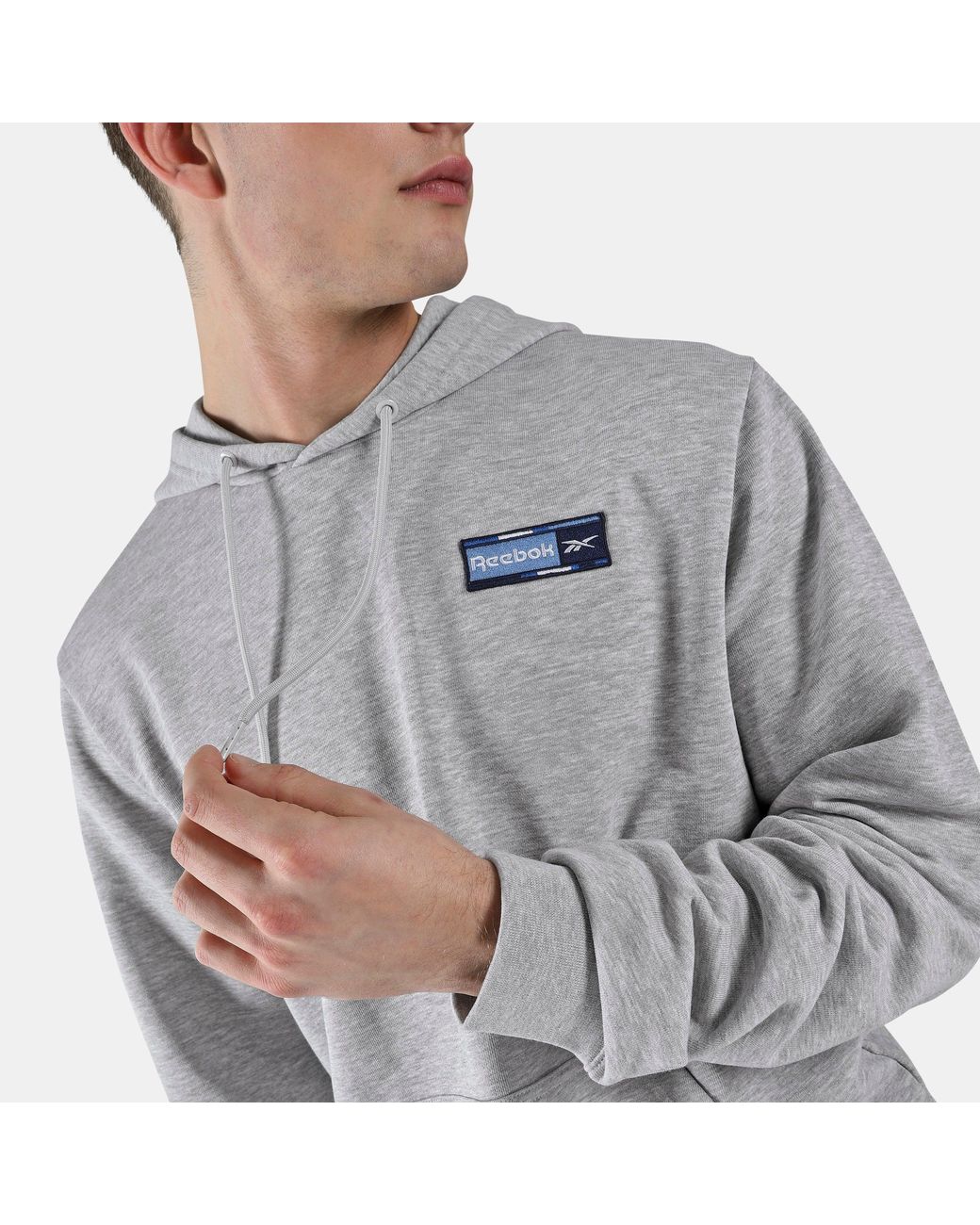 Reebok Gray Tri-Color Badge Hoodie for men