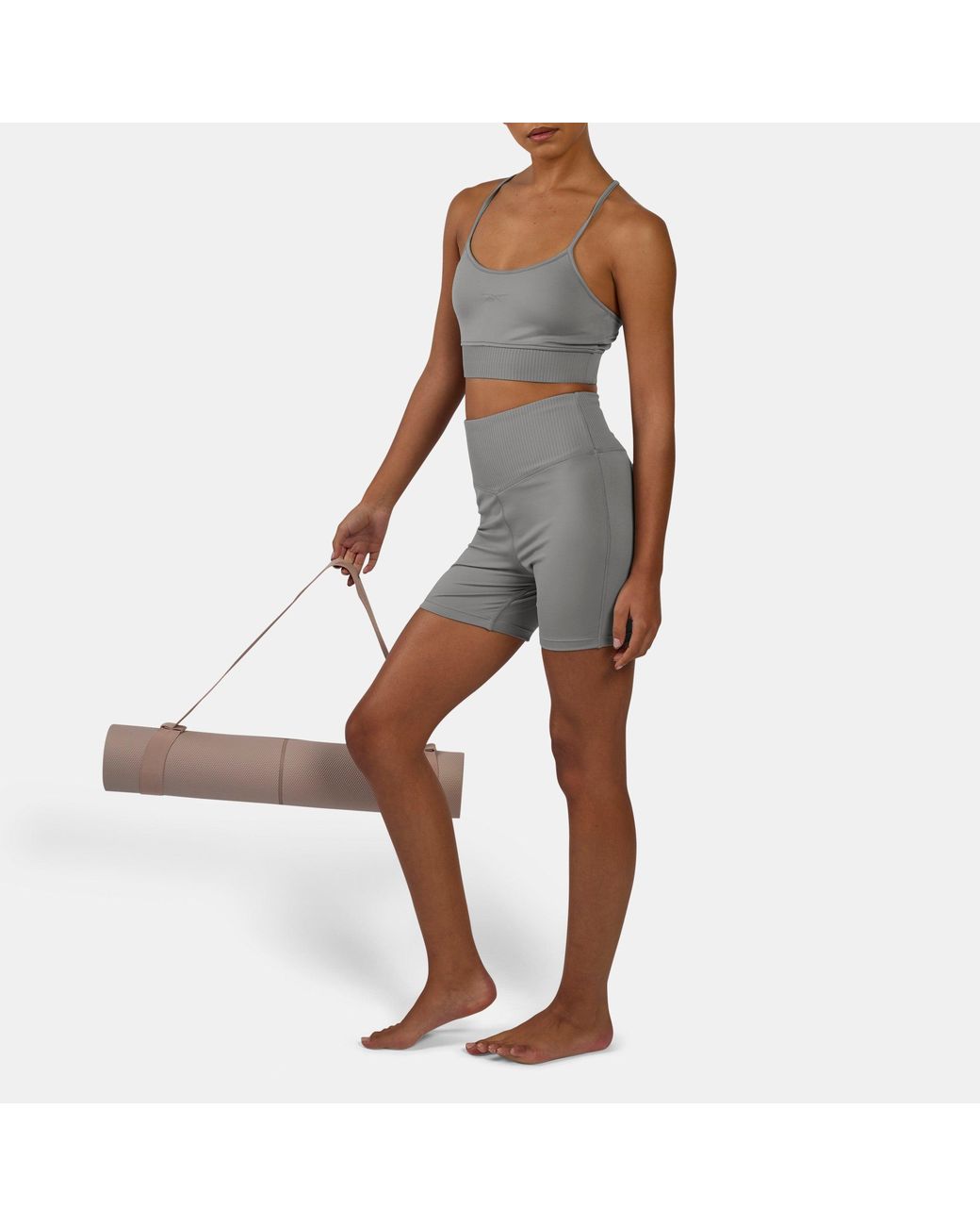 Reebok Gray Lux Peached Strappy Sports Bra