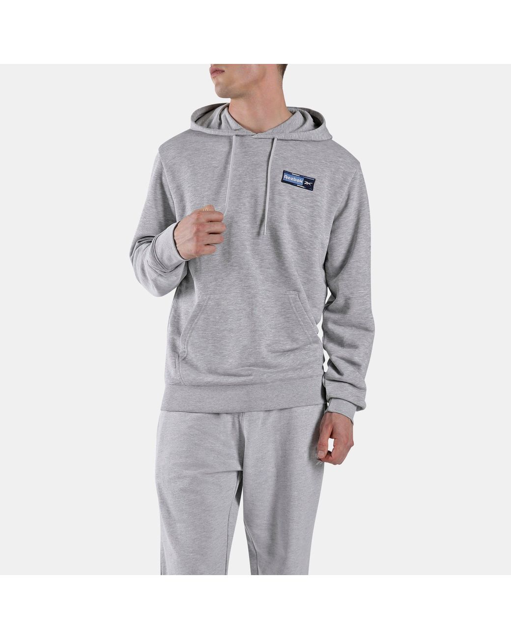 Reebok Gray Tri-Color Badge Hoodie for men