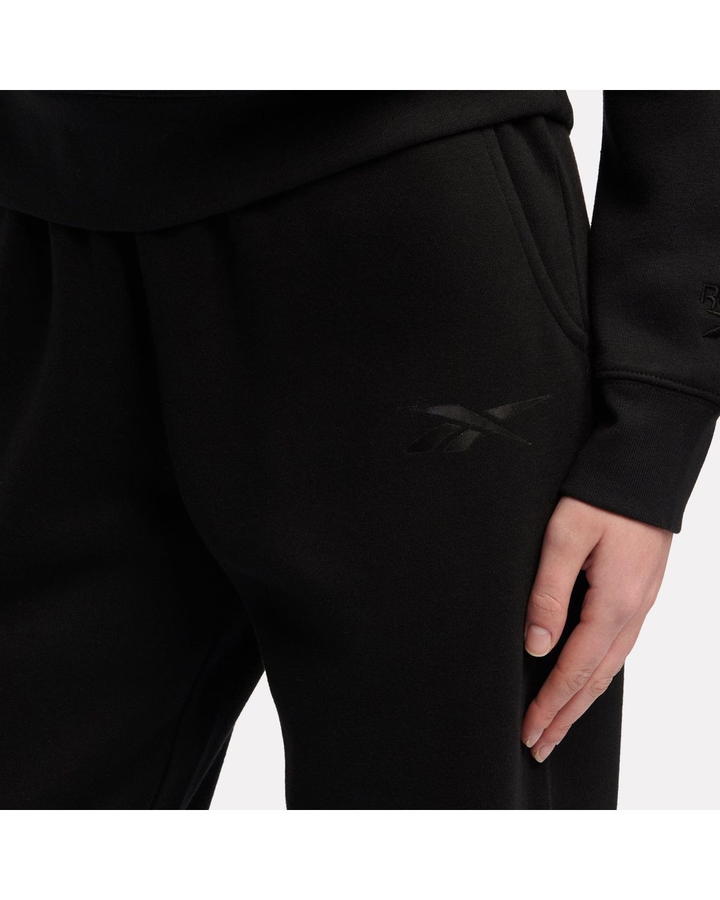 Reebok Black Satin Logo Fleece Pants