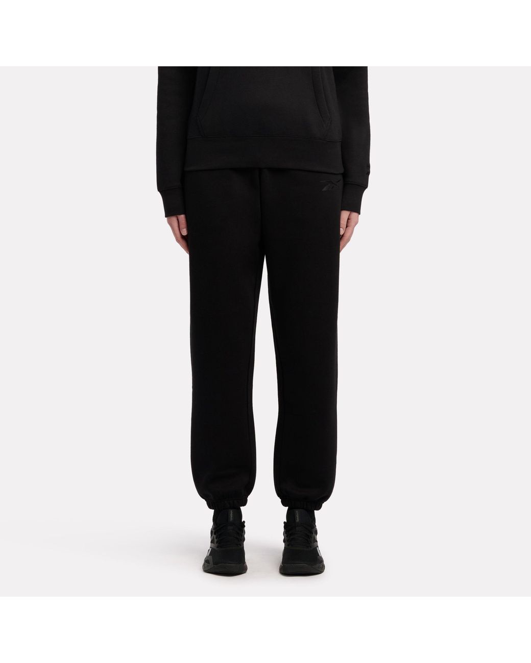 Reebok Black Satin Logo Fleece Pants