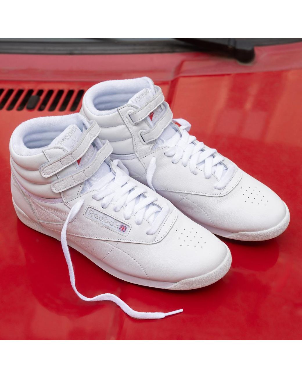 Reebok White Freestyle Hi Trainers