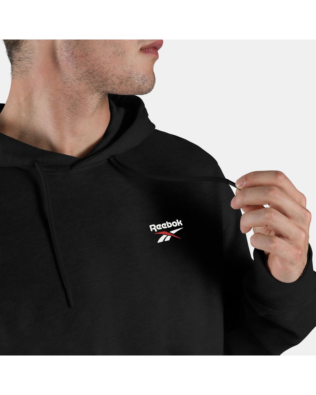 Reebok Black Id Small Logo French Terry Hoodie for men
