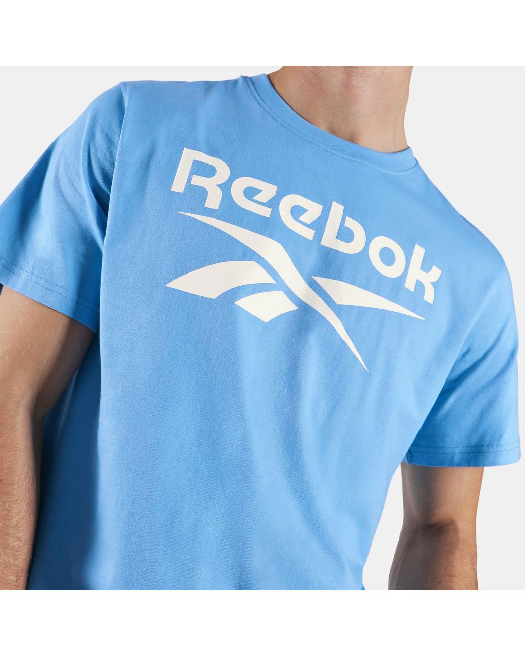 Reebok Blue Big Logo Crew Neck T-Shirt for men