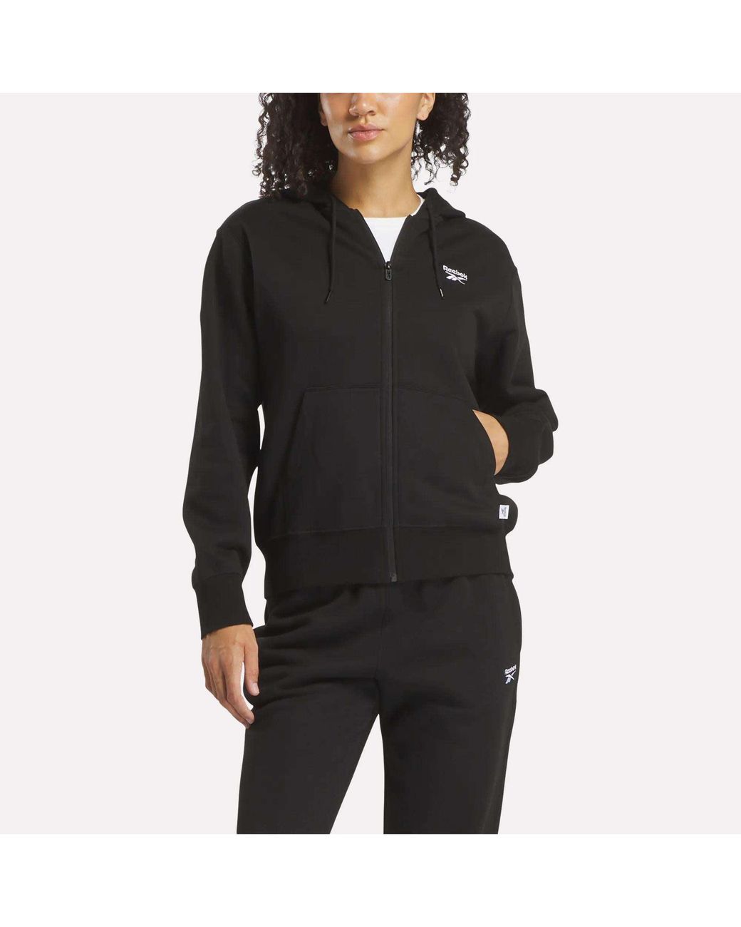 Reebok Black Small Vector Full Zip Sweatshirt