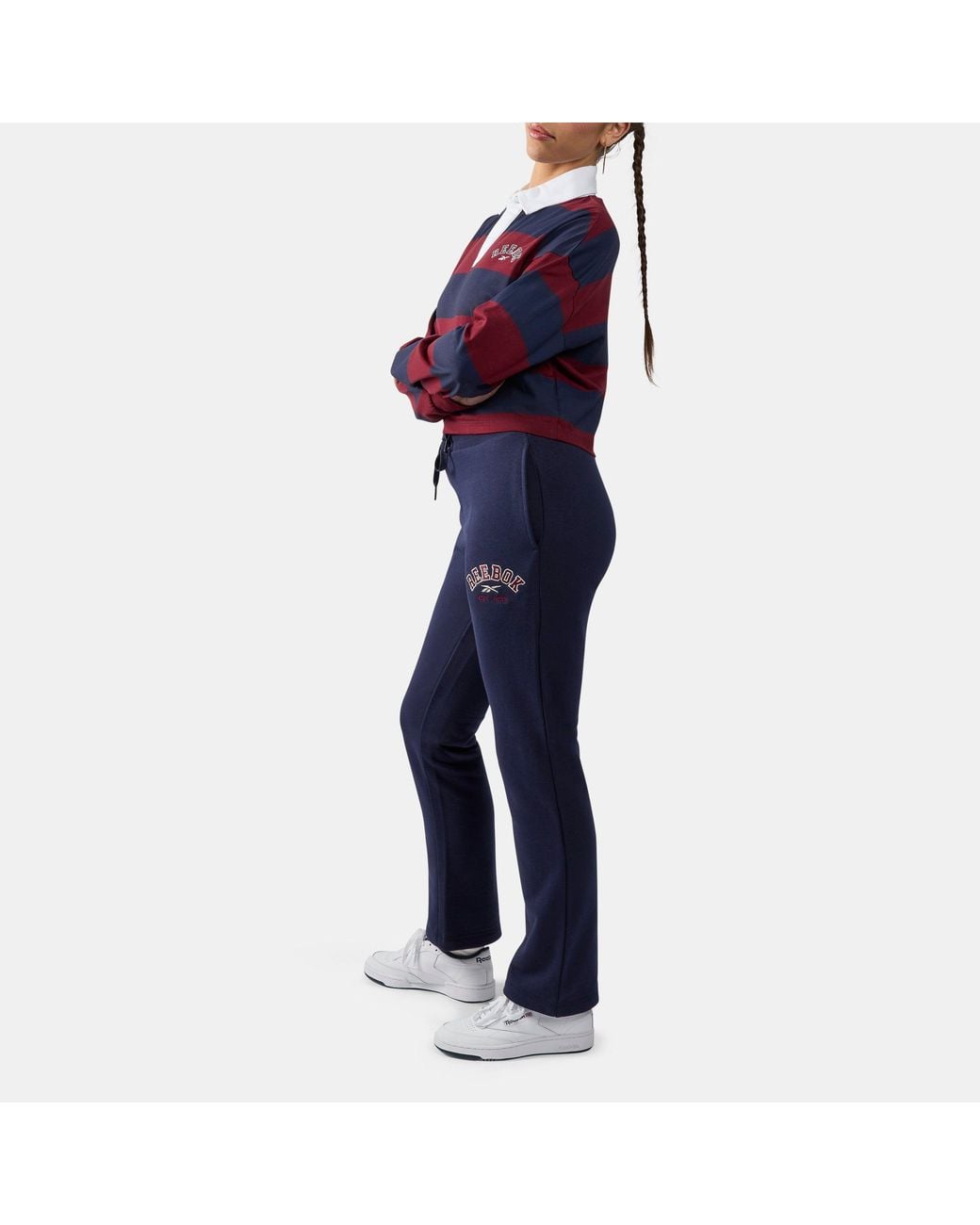 Reebok Blue Elevated Varsity Cropped Rugby T-Shirt