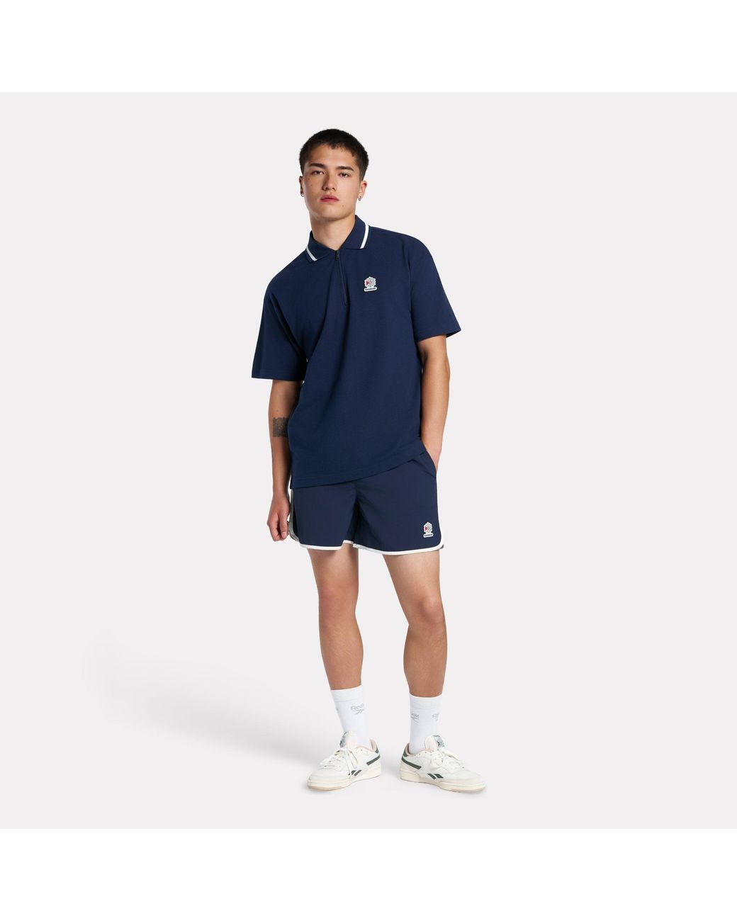 Reebok Patch Logo Polounisex, Afmeting in het Blue