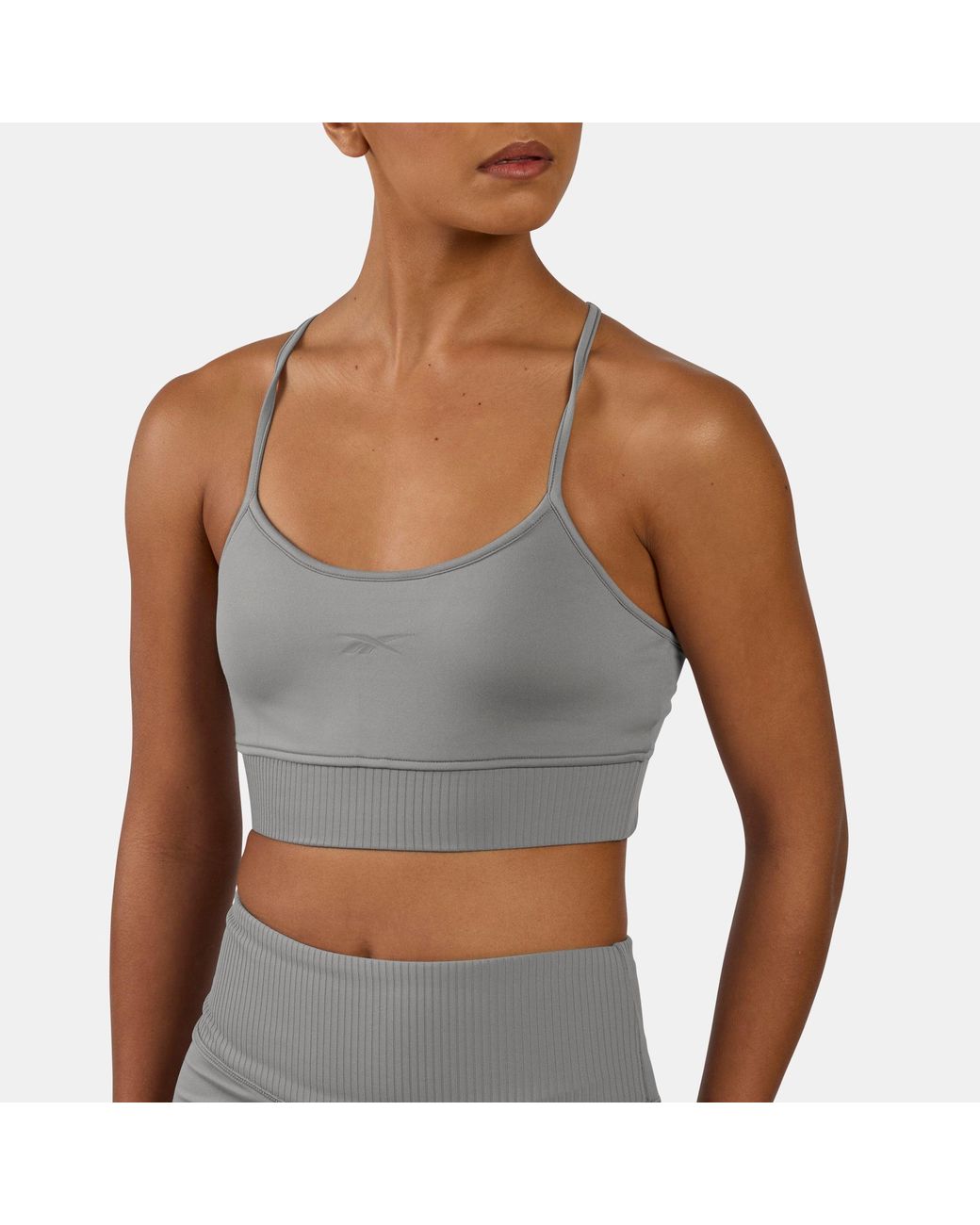 Reebok Gray Lux Peached Strappy Sports Bra