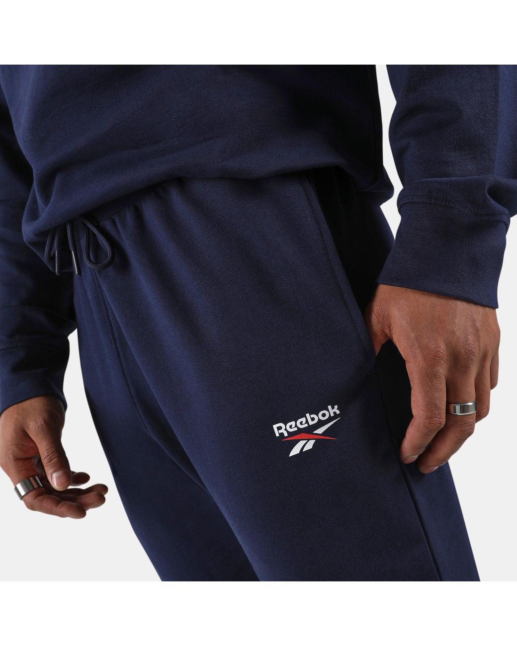 Reebok Blue Id Small Logo French Terry Jogger Track Pants for men
