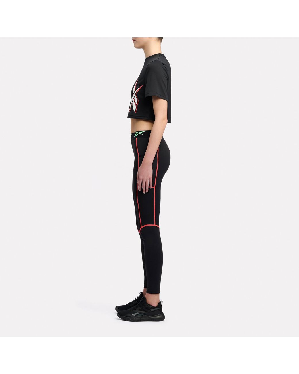 Reebok Black Id Train Cropped Graphic T-Shirt