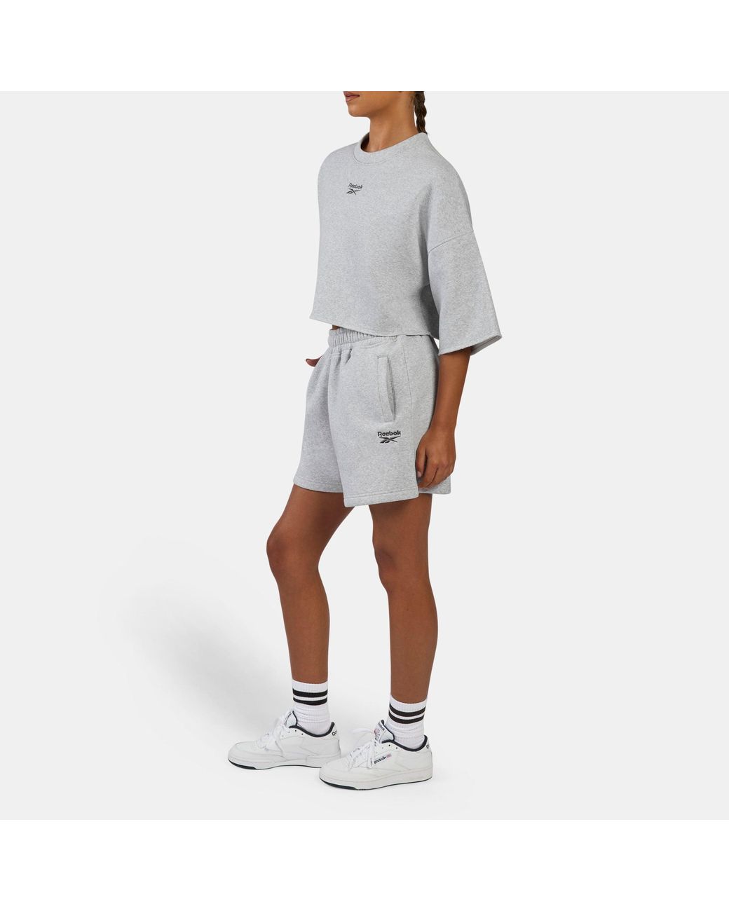 Reebok Gray Wardrobe Essentials Cropped T-Shirt