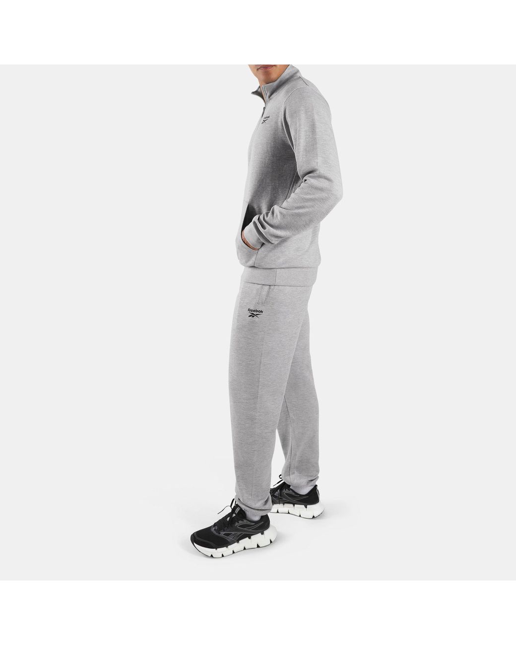 Reebok Gray Logo Placement Quarter Zip for men