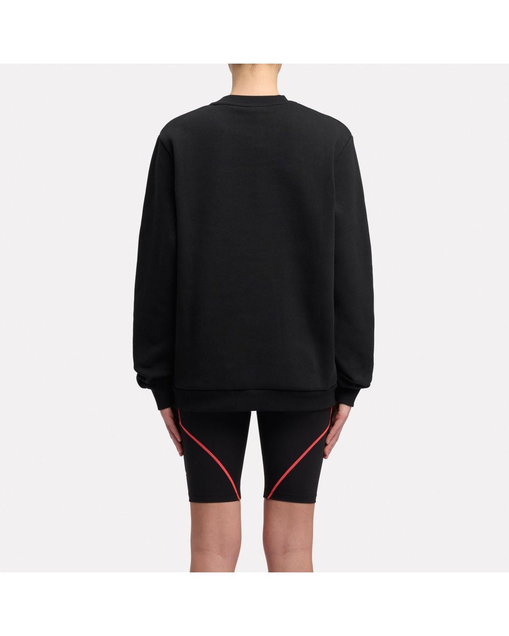 Reebok Black Sport Street Moto Fleece Crewneck Sweatshirt