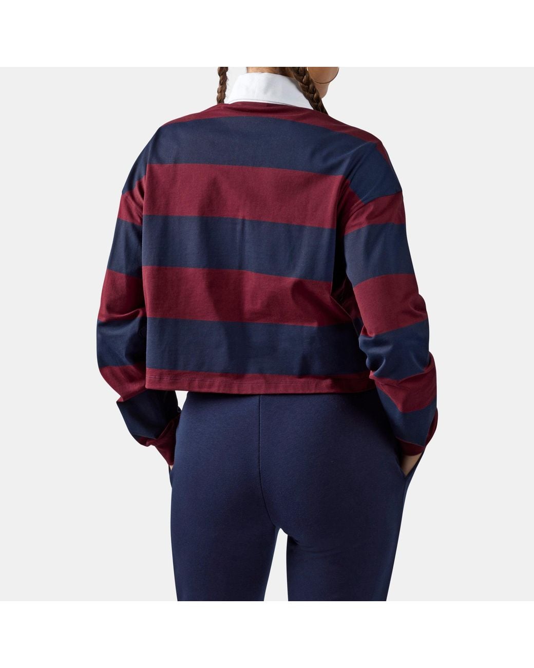 Reebok Blue Elevated Varsity Cropped Rugby T-Shirt