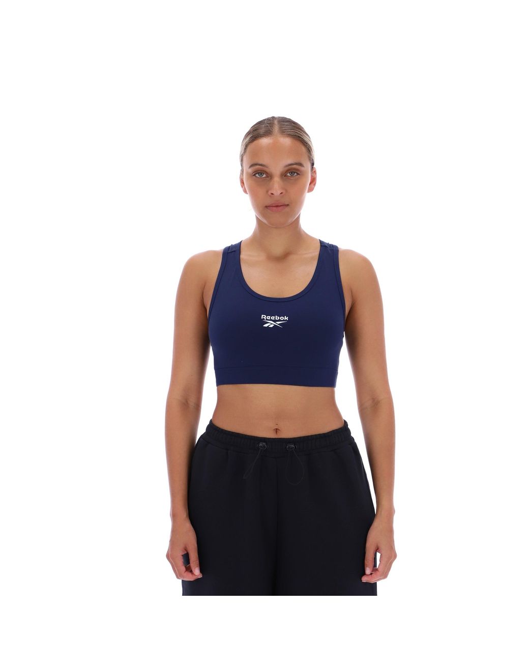 Reebok Blue Id Small Logo Cotton Sports Bra Top
