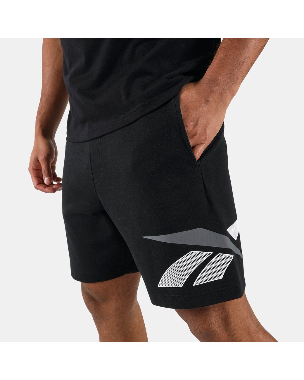 Reebok Black Logo Placecement Pique Shorts for men