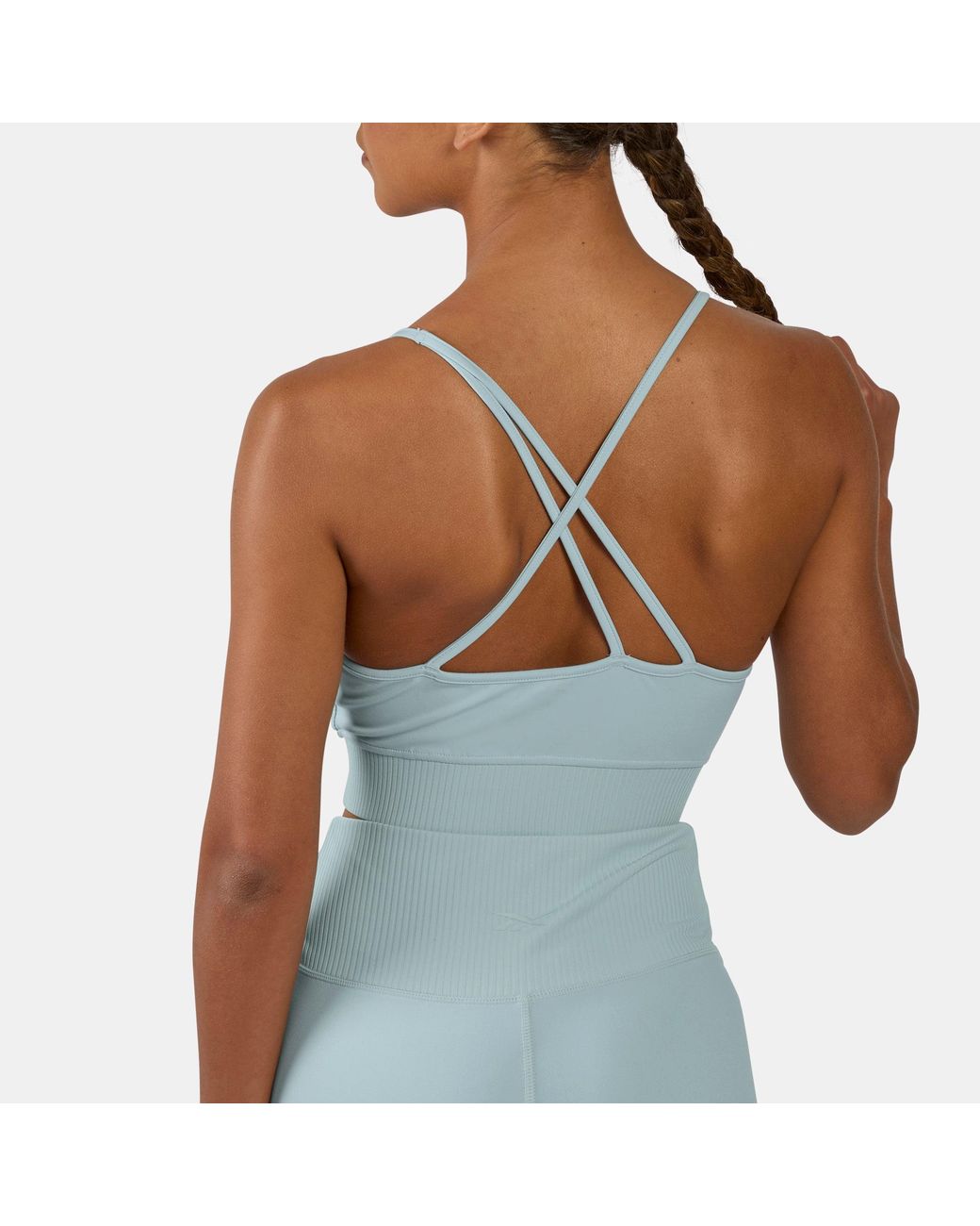 Reebok Blue Lux Peached Strappy Sports Bra