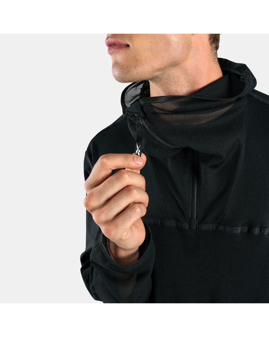 Reebok Atleet Mesh Anorak, Afmeting in het Black voor heren
