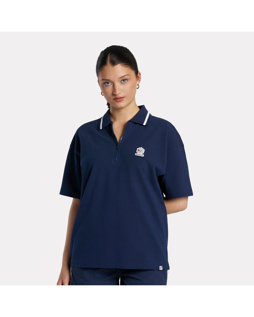 Reebok Patch Logo Polounisex, Afmeting in het Blue