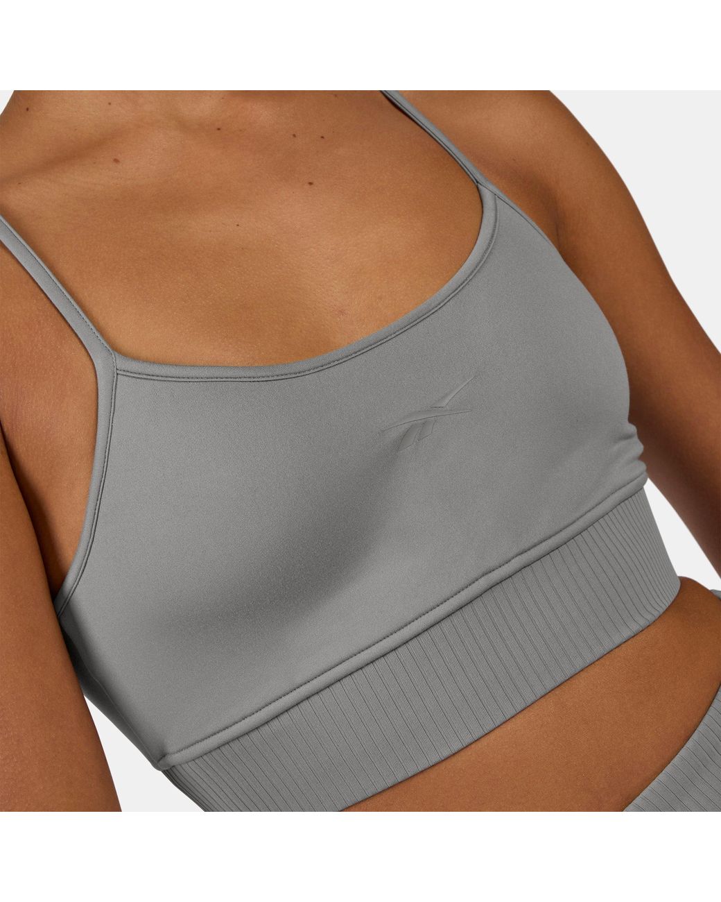 Reebok Gray Lux Peached Strappy Sports Bra