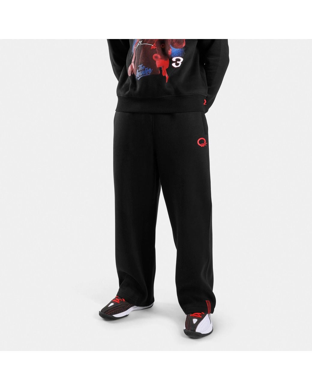 Reebok Black Allen Iverson Relaxed Open Hem Brushed Fleece Joggers