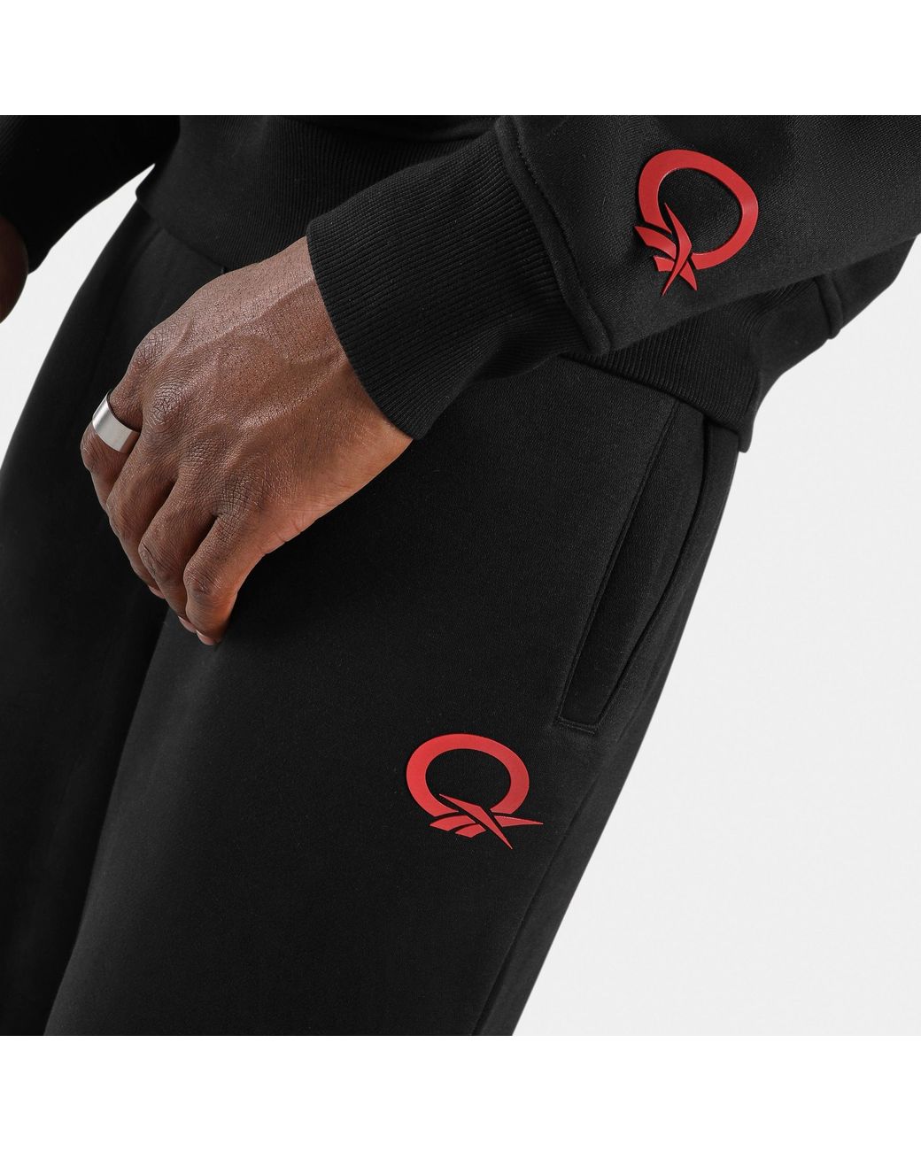 Reebok Black Allen Iverson Relaxed Open Hem Brushed Fleece Joggers