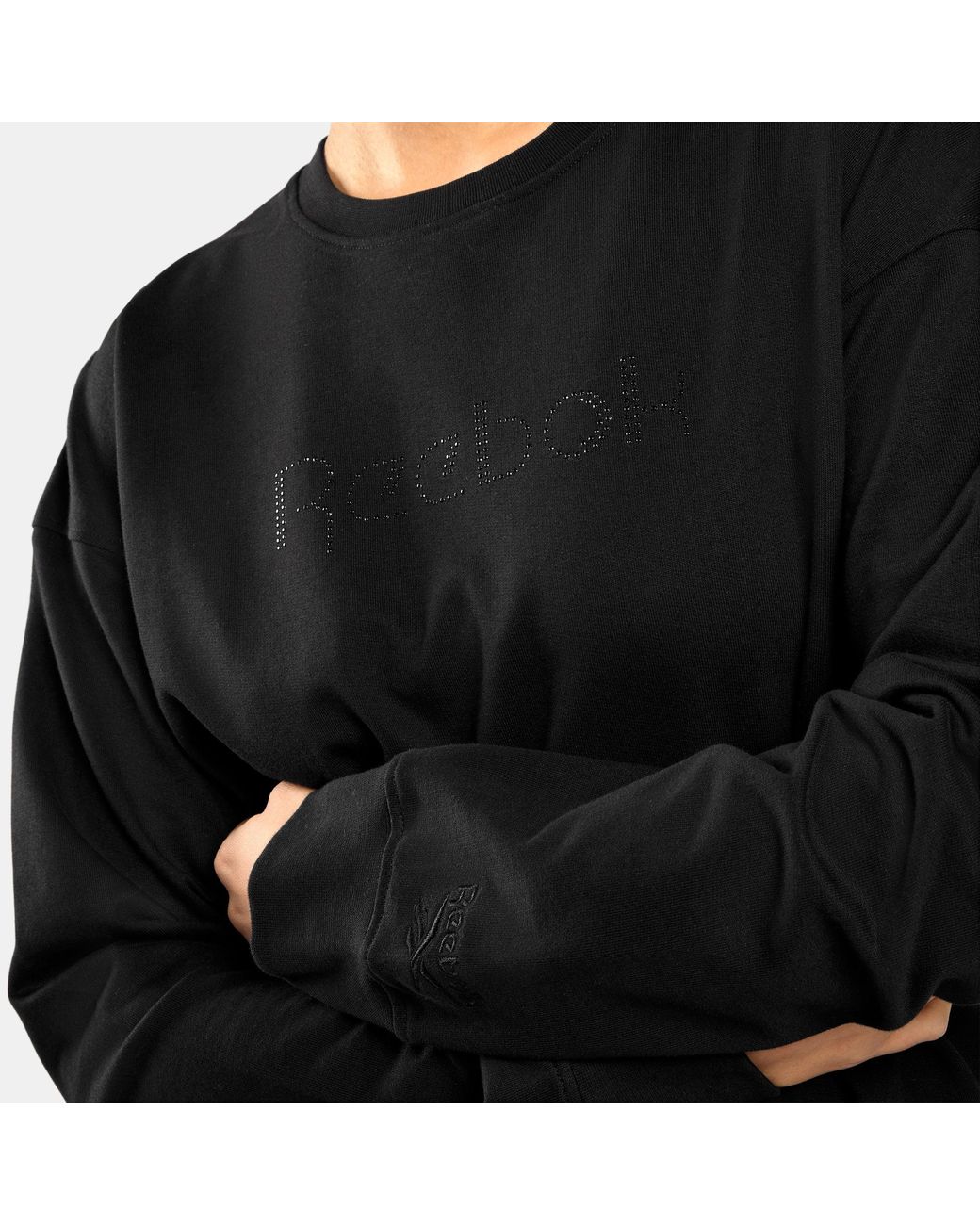 Reebok Black Studded Logo Crew Sweatshirt