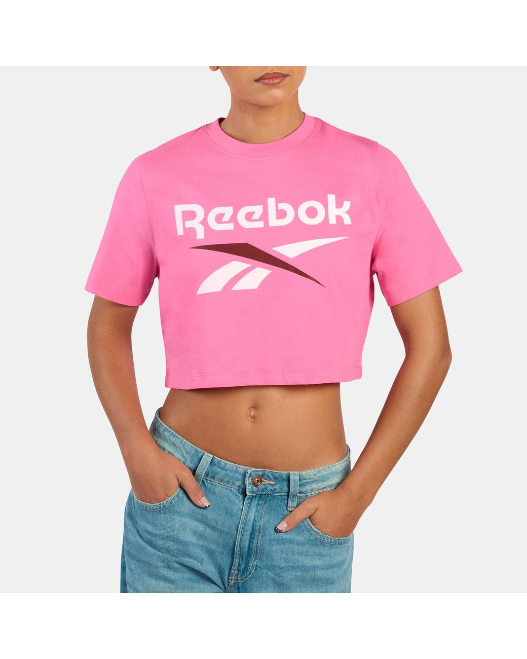Reebok Pink Sadie 2 Colour Logo Cropped T-Shirt