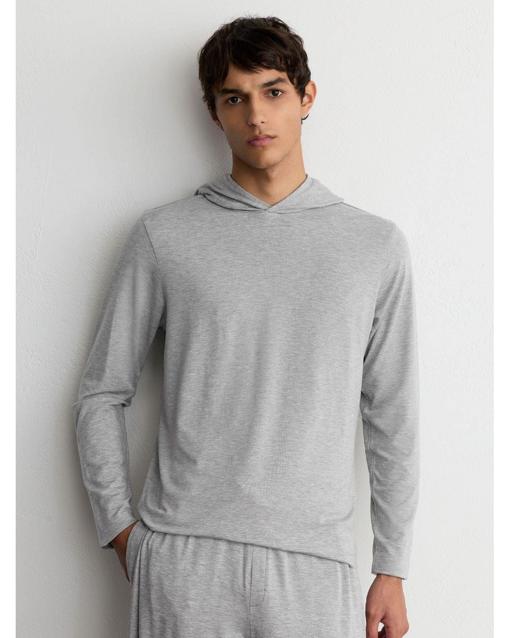 Reiss Gray Hudson Lyocell-Blend Jersey Lounge Hoodie for men
