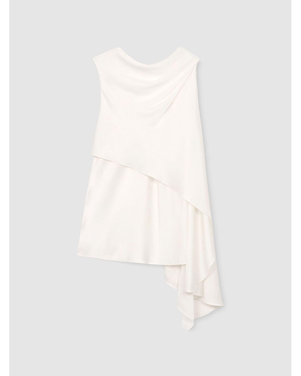 Reiss White Silk-Blend Draped Sleeveless Top
