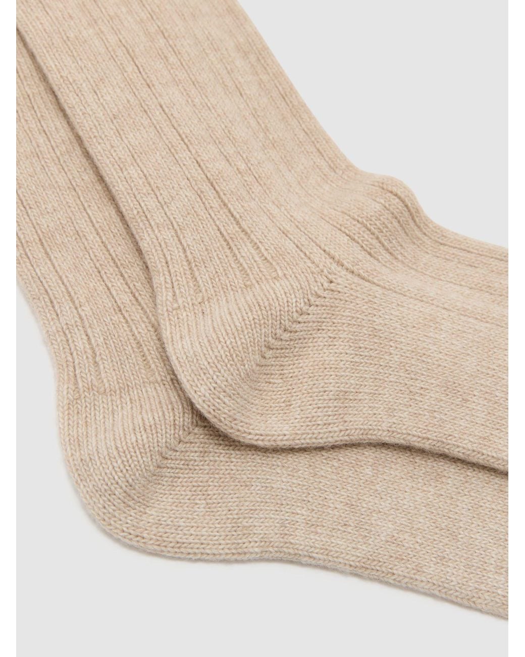 Reiss White Wool-Blend Ribbed Socks With Cashmere, S & M for men