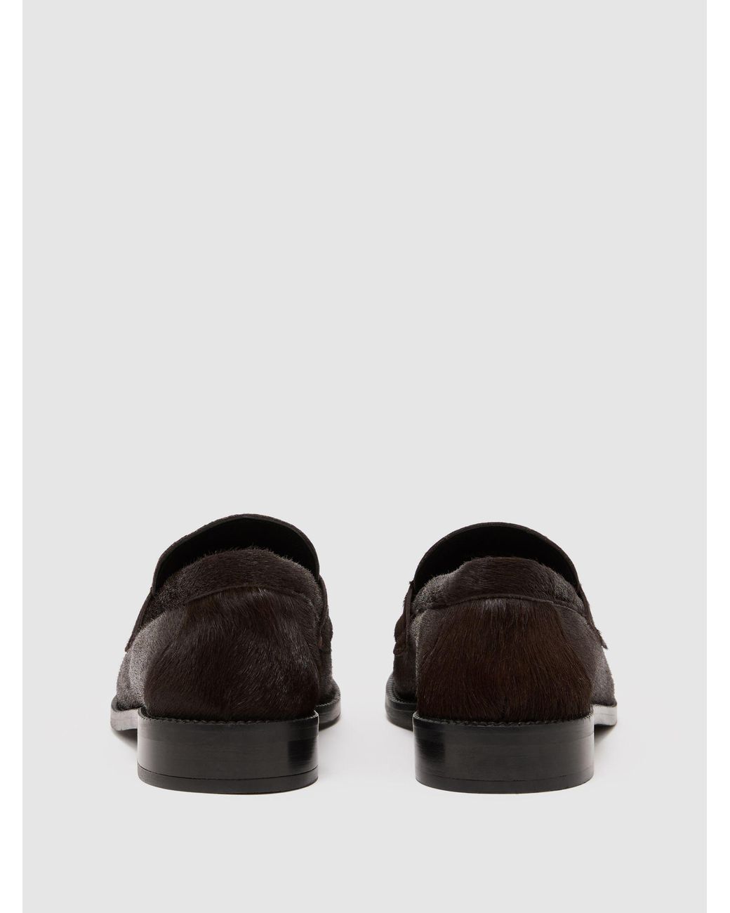 Reiss Black Leather Pony-Effect Loafers
