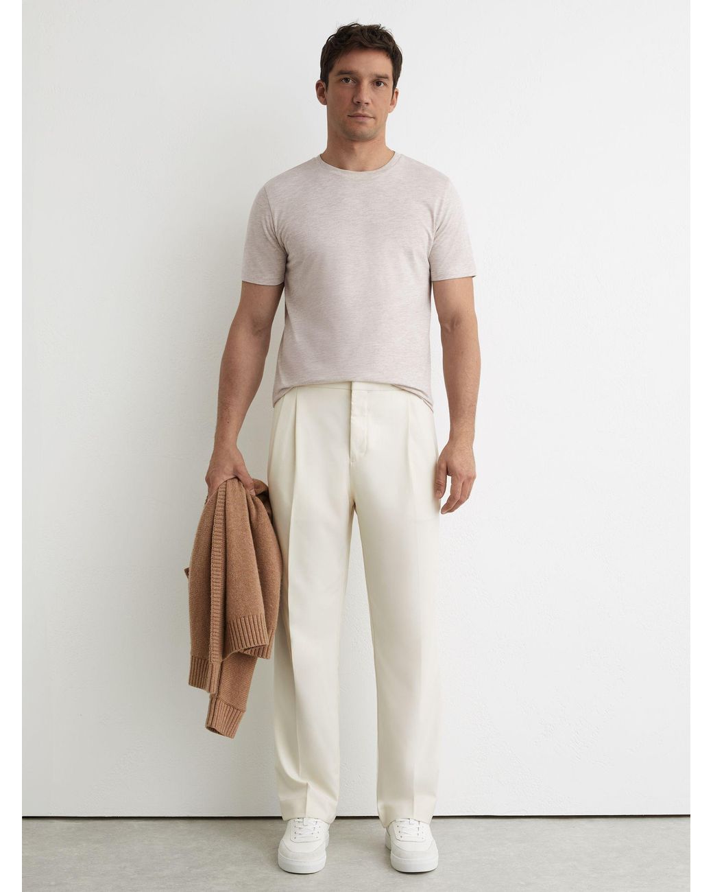 Reiss Gray Bless - Wheat Melange Marl Crew Neck T-shirt, S for men