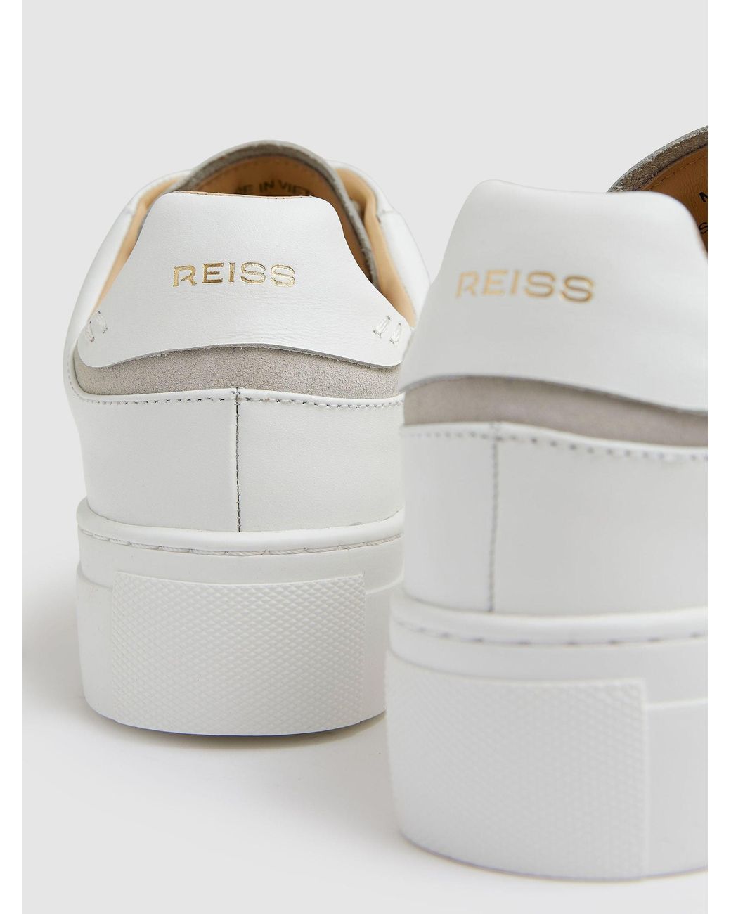 Reiss White Francesca Low-Top Leather Trainers Sneakers