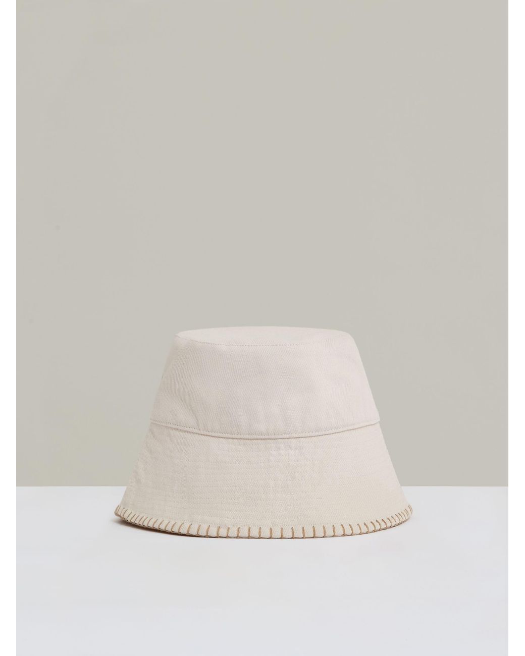 Reiss Natural Off Winnie Cotton Blanket-Stitch Bucket Hat