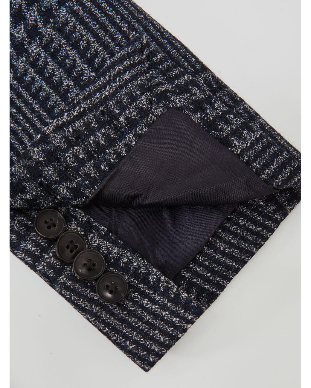 Reiss Blue Wool-Blend Check Single-Breasted Blazer Tailored-Fit for men