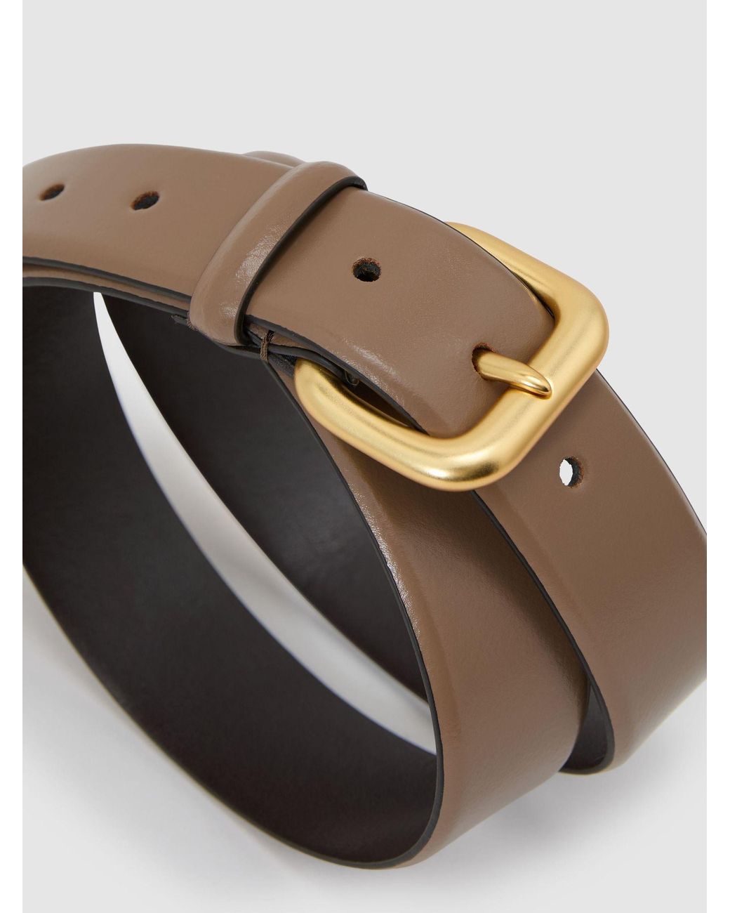 Reiss Gray Leather Square-Buckle Belt