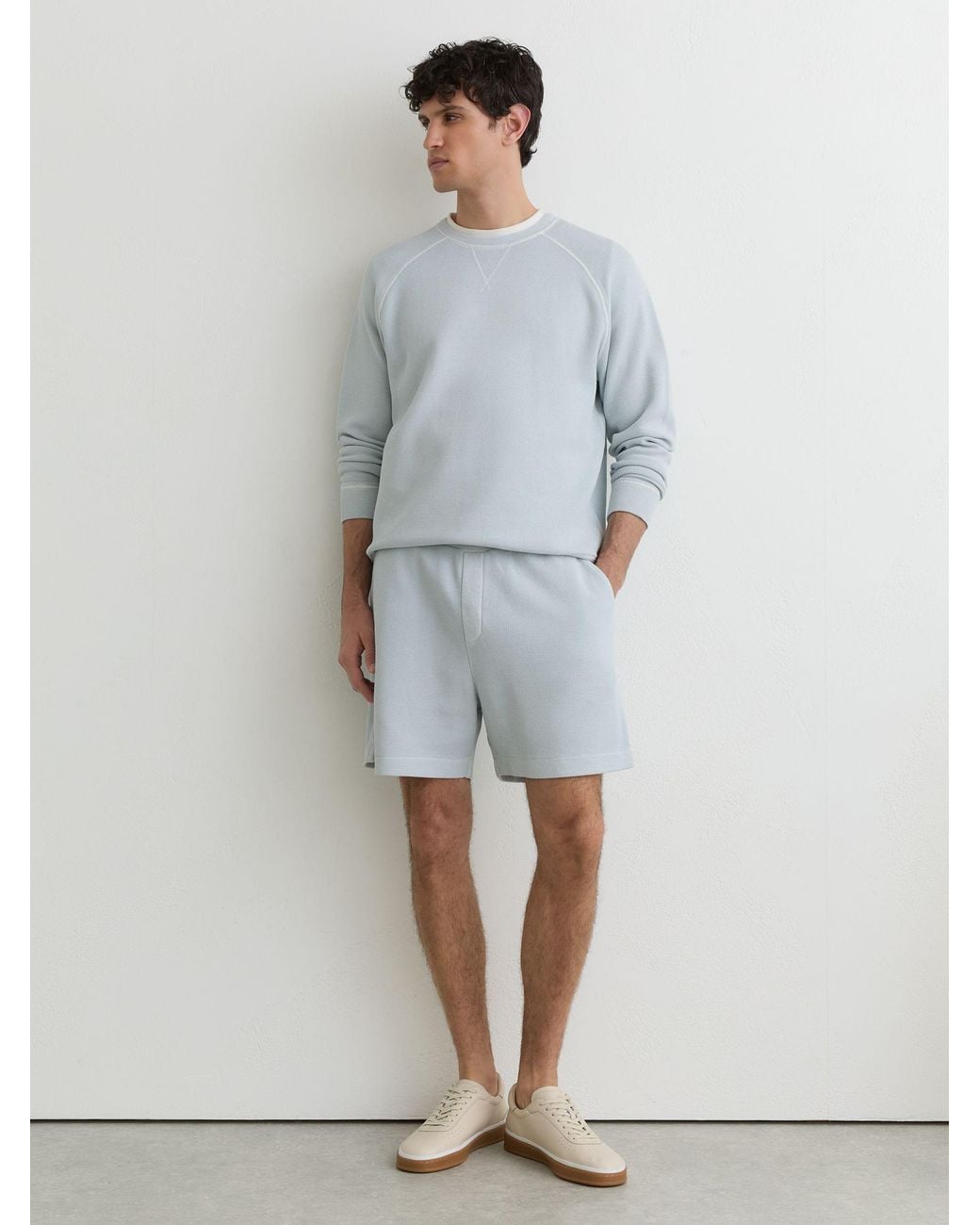 Reiss Drift - Light Blue Cotton-piqué Garment-dyed Sweatshirt, L for men