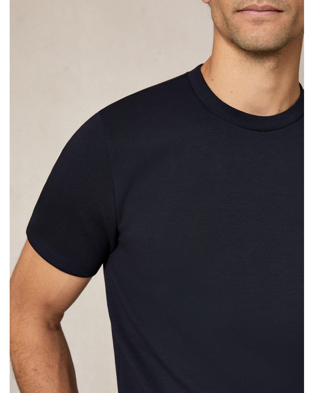 Reiss Blue Bradley Premium-Interlock Modern-Fit T-Shirt for men