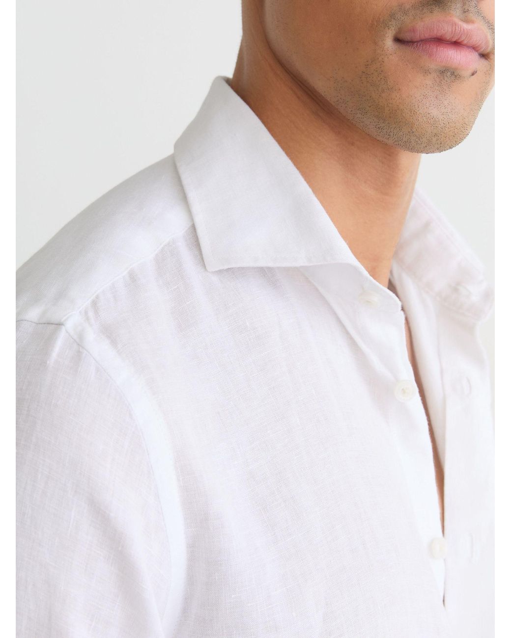 Reiss White Linen Button-Through Shirt, - Resort & Holiday Wear for men