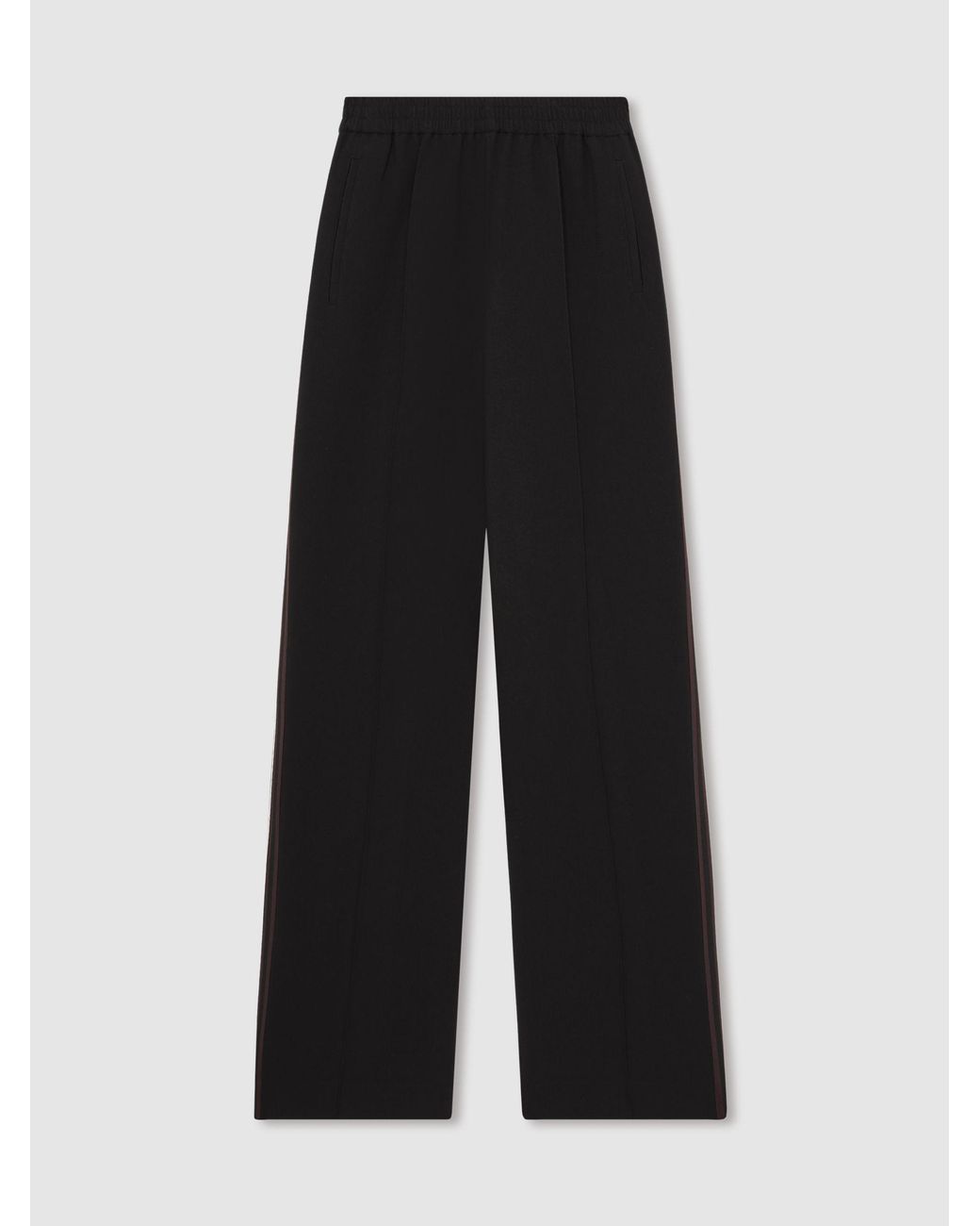 Reiss White Side-Stripe Wide-Leg Trousers
