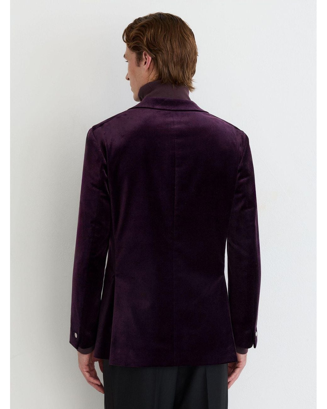 Reiss Blue Apsara - Purple Velvet Single-breasted Classic-fit Blazer, Us 42 for men